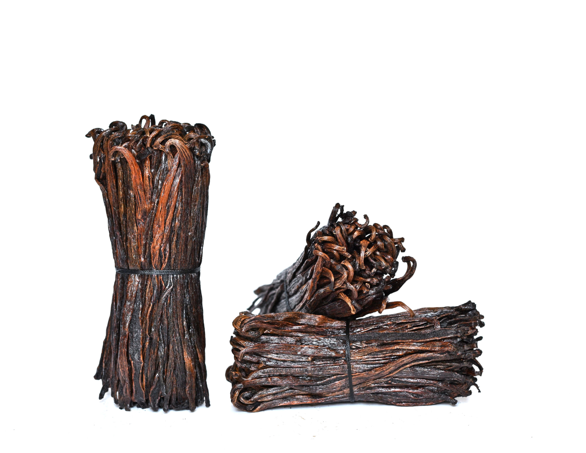 Bundles of red Madagascar vanilla beans